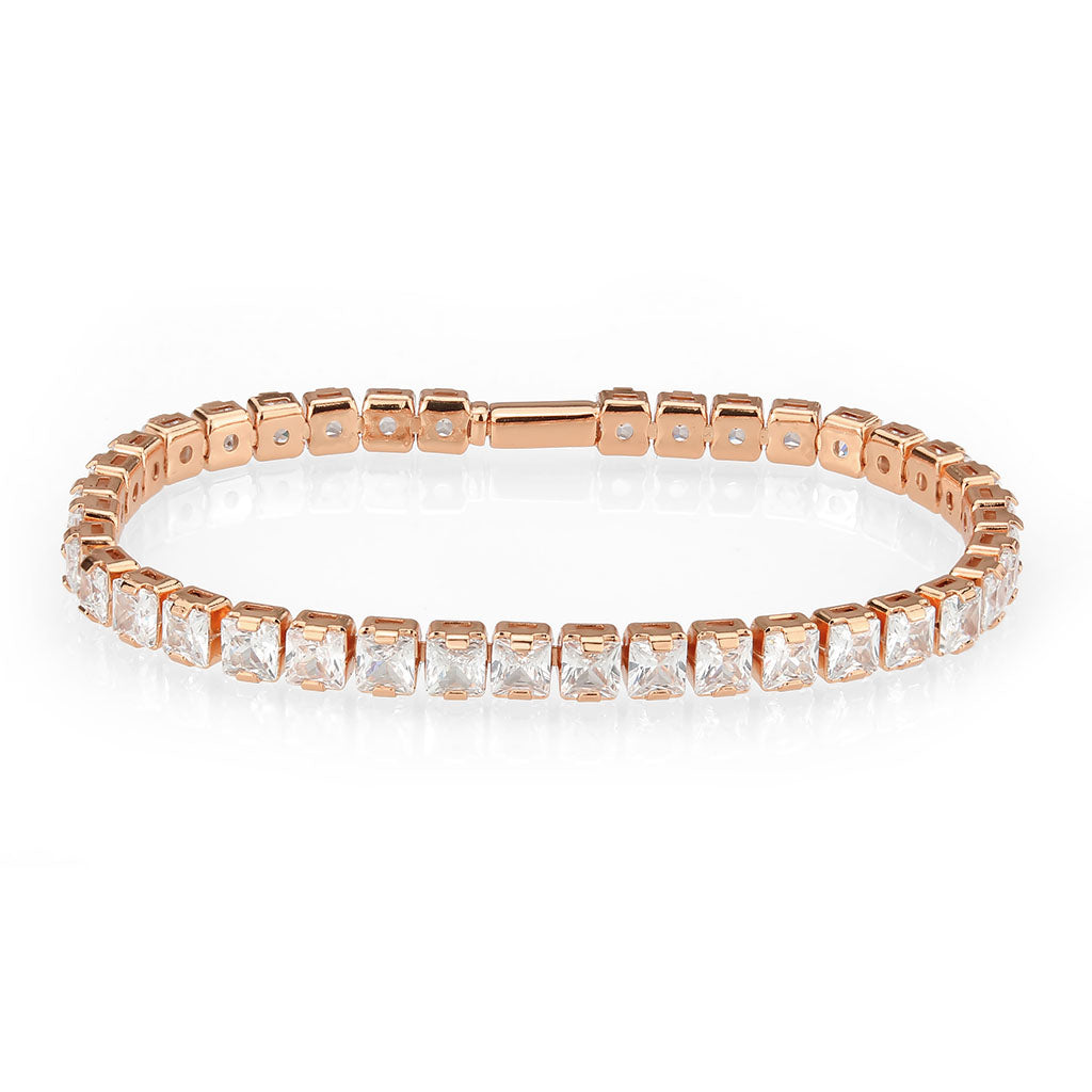 MA3W1699 - Rose Gold Brass Bracelet with AAA Grade CZ in Clear