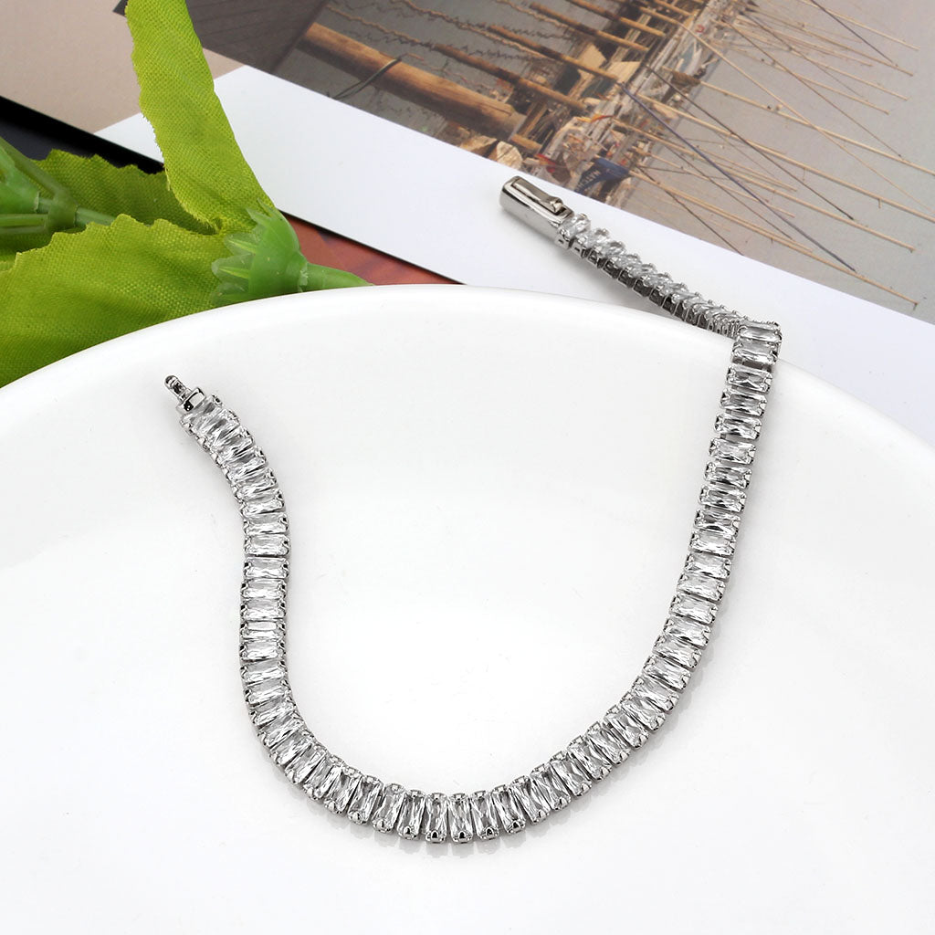MA3W1700 - Rhodium Brass Bracelet with AAA Grade CZ in Clear