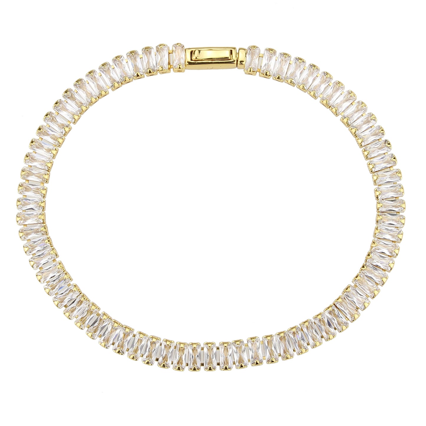 MA3W1701 - Gold Brass Bracelet with AAA Grade CZ in Clear