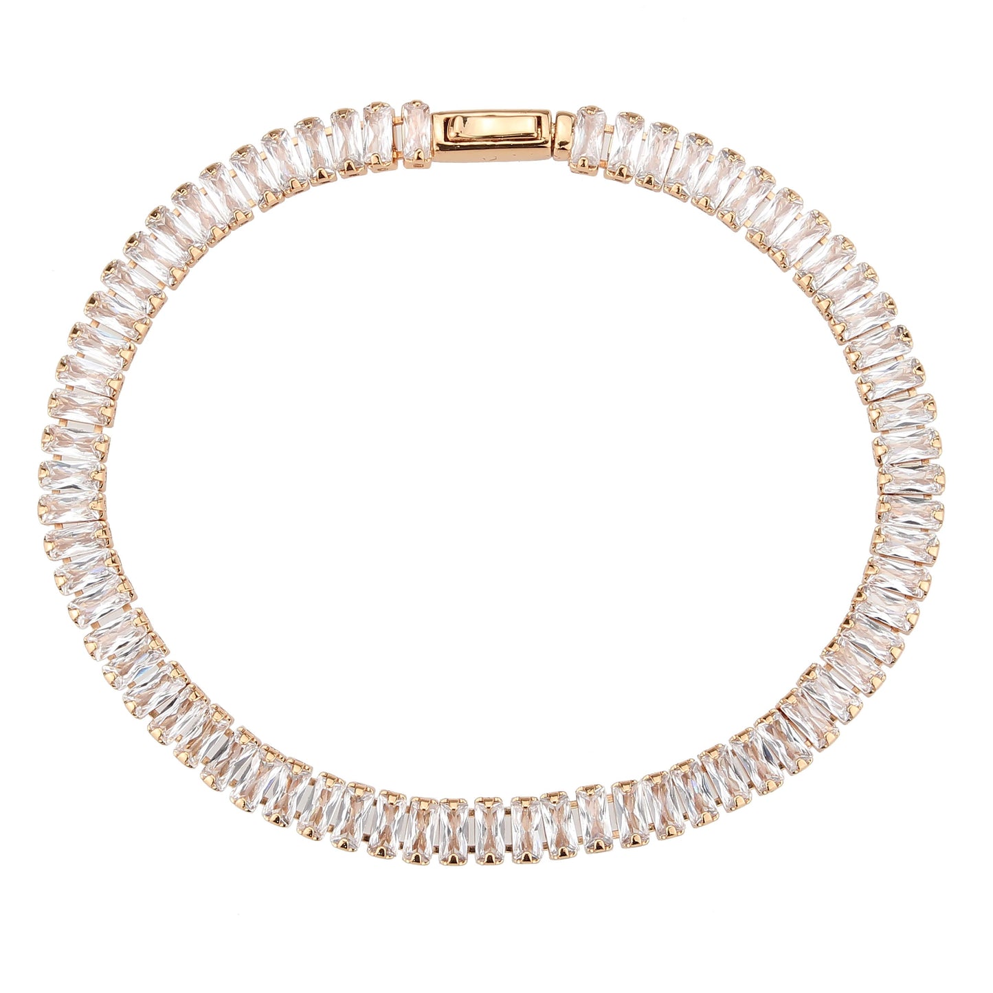 MA3W1702 - Rose Gold Brass Bracelet with AAA Grade CZ in Clear