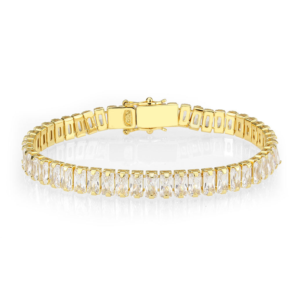 MA3W1704 - Gold Brass Bracelet with AAA Grade CZ in Clear