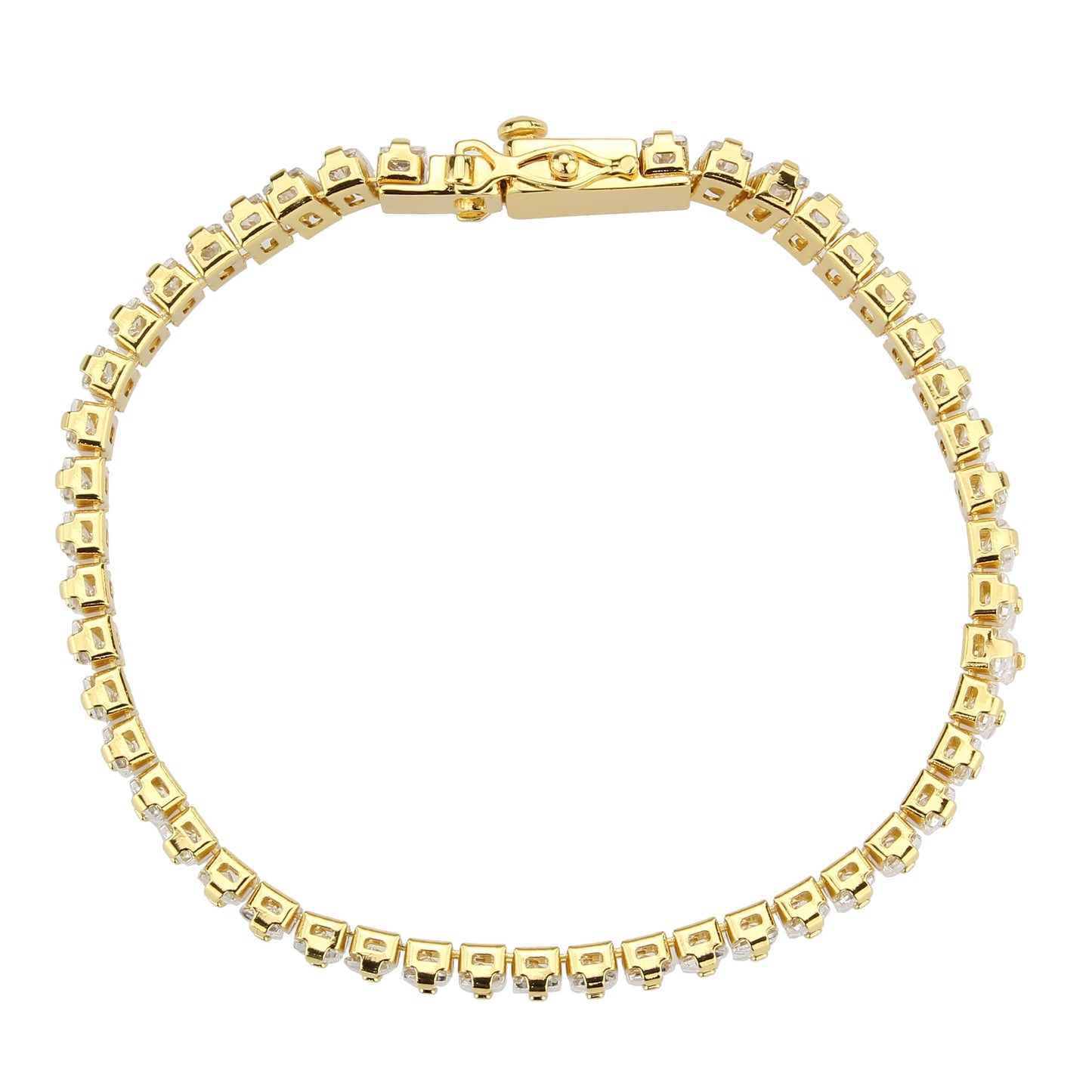 MA3W1704 - Gold Brass Bracelet with AAA Grade CZ in Clear
