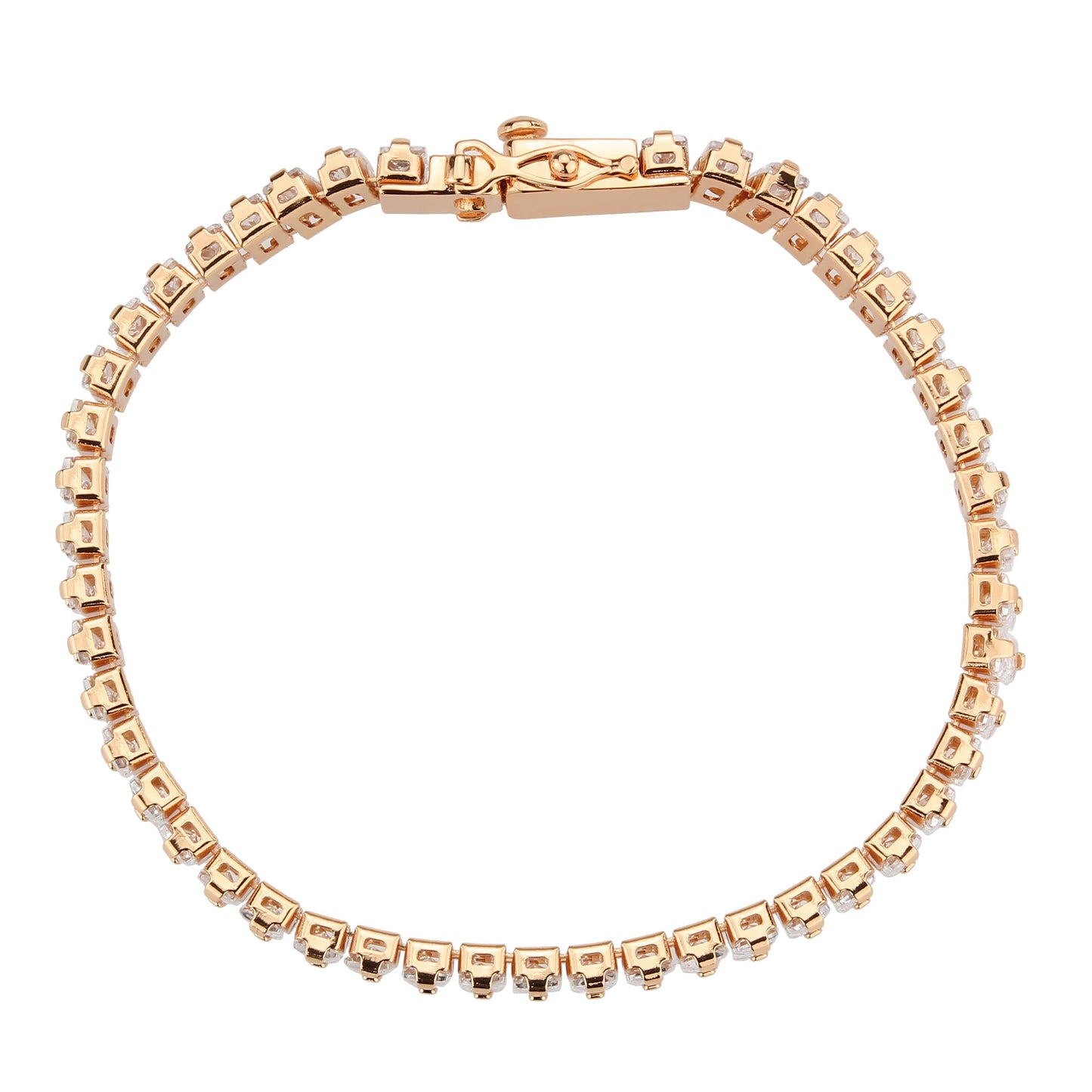 MA3W1705 - Rose Gold Brass Bracelet with AAA Grade CZ in Clear