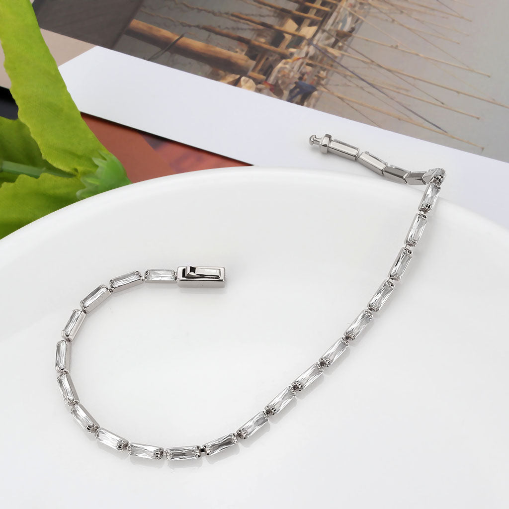 MA3W1706 - Rhodium Brass Bracelet with AAA Grade CZ in Clear