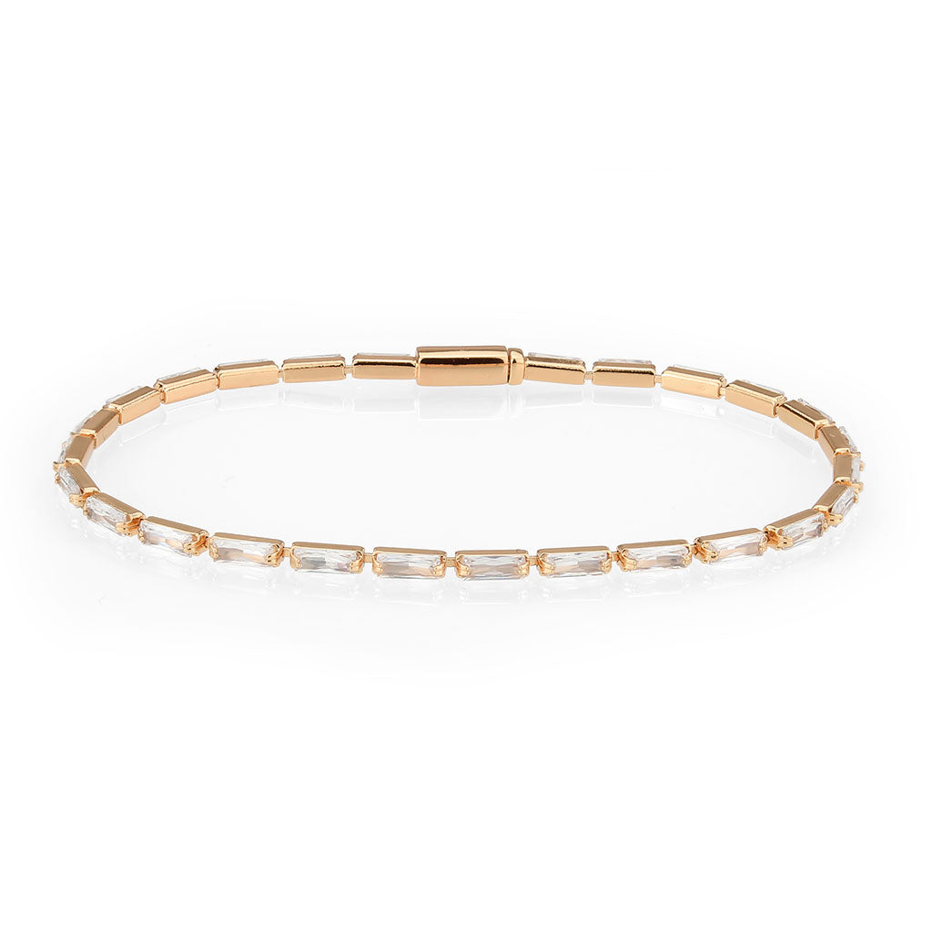 MA3W1708 - Rose Gold Brass Bracelet with AAA Grade CZ in Clear