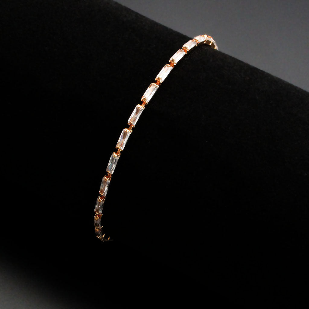MA3W1708 - Rose Gold Brass Bracelet with AAA Grade CZ in Clear