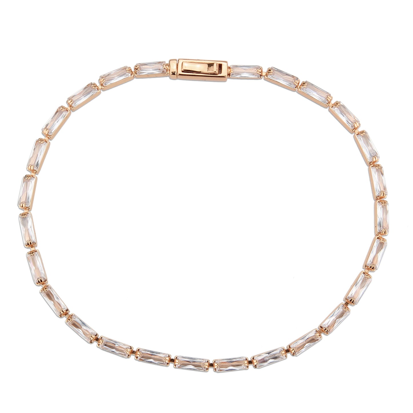 MA3W1708 - Rose Gold Brass Bracelet with AAA Grade CZ in Clear