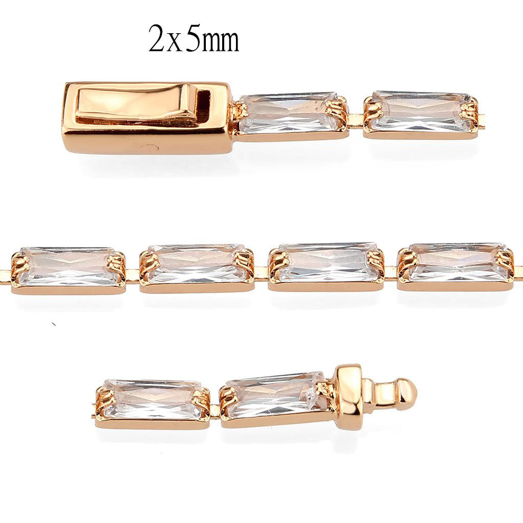 MA3W1708 - Rose Gold Brass Bracelet with AAA Grade CZ in Clear