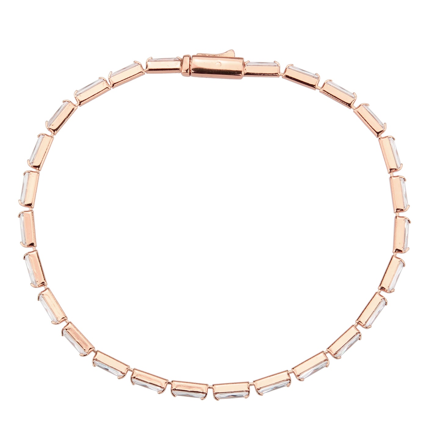 MA3W1708 - Rose Gold Brass Bracelet with AAA Grade CZ in Clear