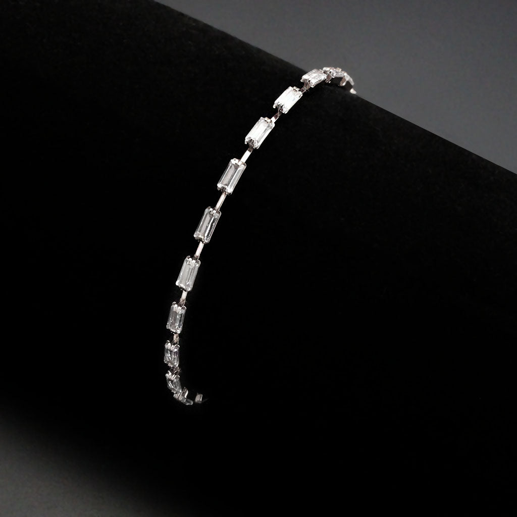 MA3W1709 - Rhodium Brass Bracelet with AAA Grade CZ in Clear