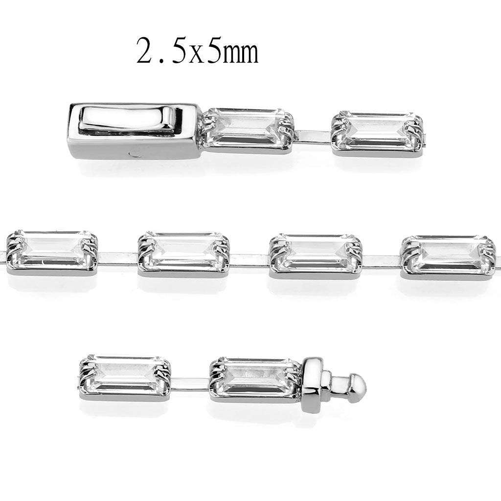 MA3W1709 - Rhodium Brass Bracelet with AAA Grade CZ in Clear