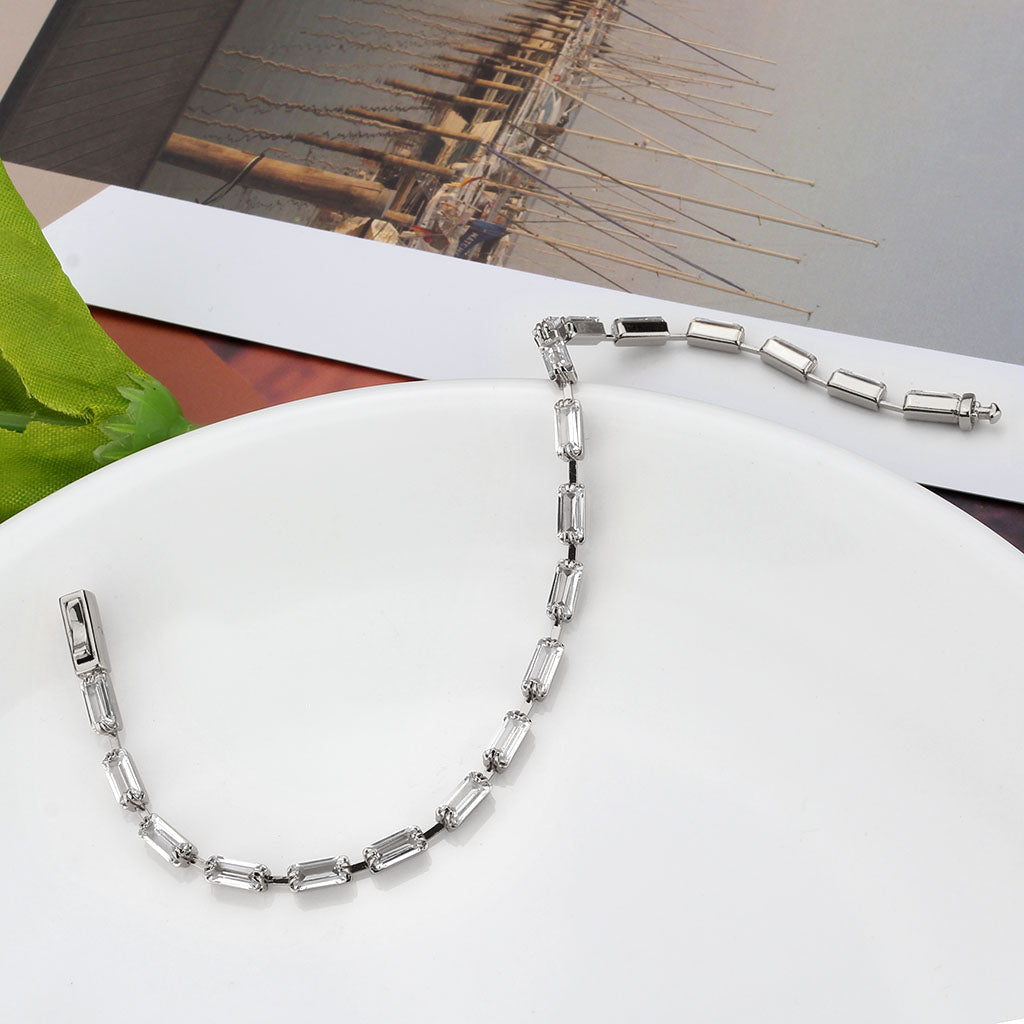 MA3W1709 - Rhodium Brass Bracelet with AAA Grade CZ in Clear