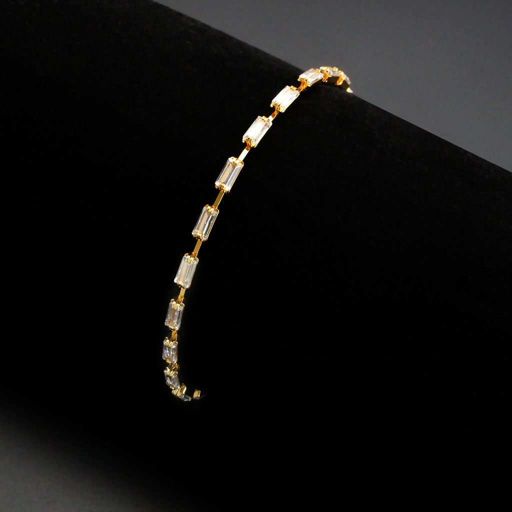 MA3W1710 - Gold Brass Bracelet with AAA Grade CZ in Clear