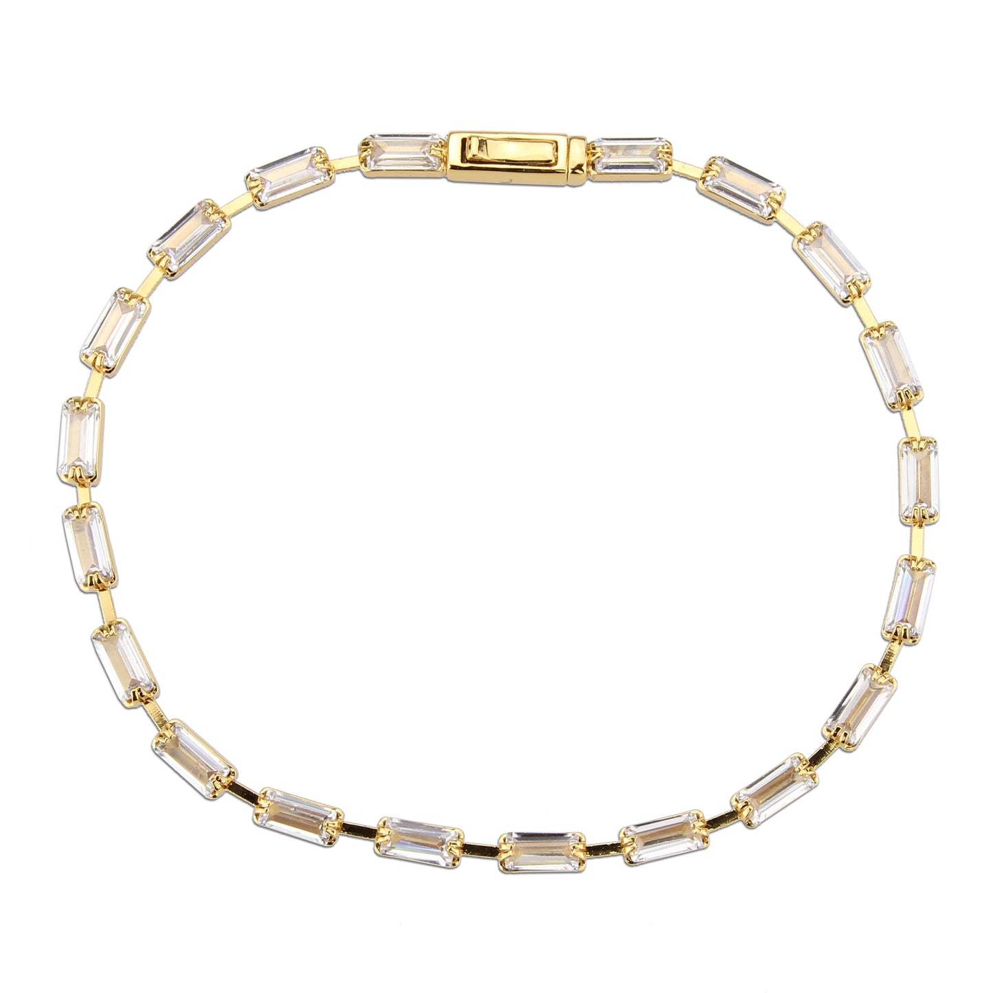MA3W1710 - Gold Brass Bracelet with AAA Grade CZ in Clear