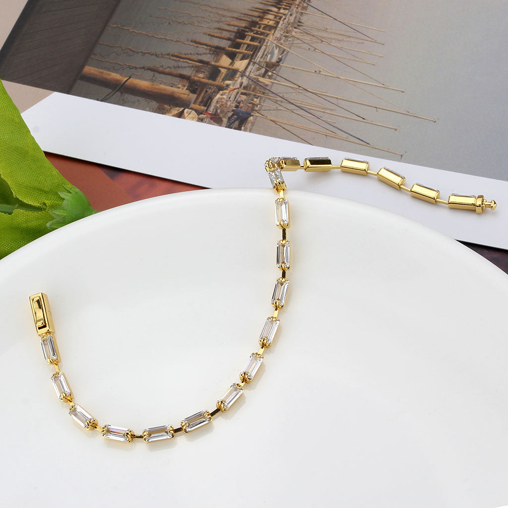MA3W1710 - Gold Brass Bracelet with AAA Grade CZ in Clear