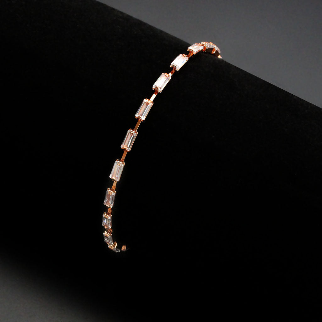 MA3W1711 - Rose Gold Brass Bracelet with AAA Grade CZ in Clear