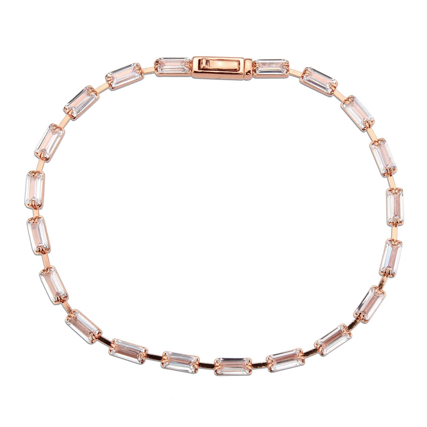 MA3W1711 - Rose Gold Brass Bracelet with AAA Grade CZ in Clear