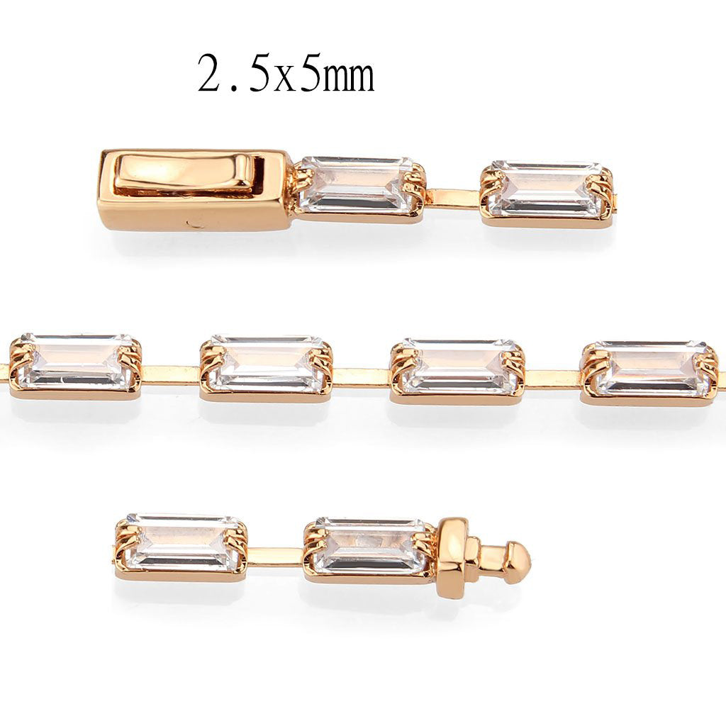 MA3W1711 - Rose Gold Brass Bracelet with AAA Grade CZ in Clear