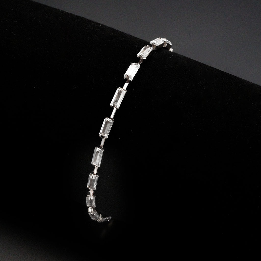 MA3W1712 - Rhodium Brass Bracelet with AAA Grade CZ in Clear