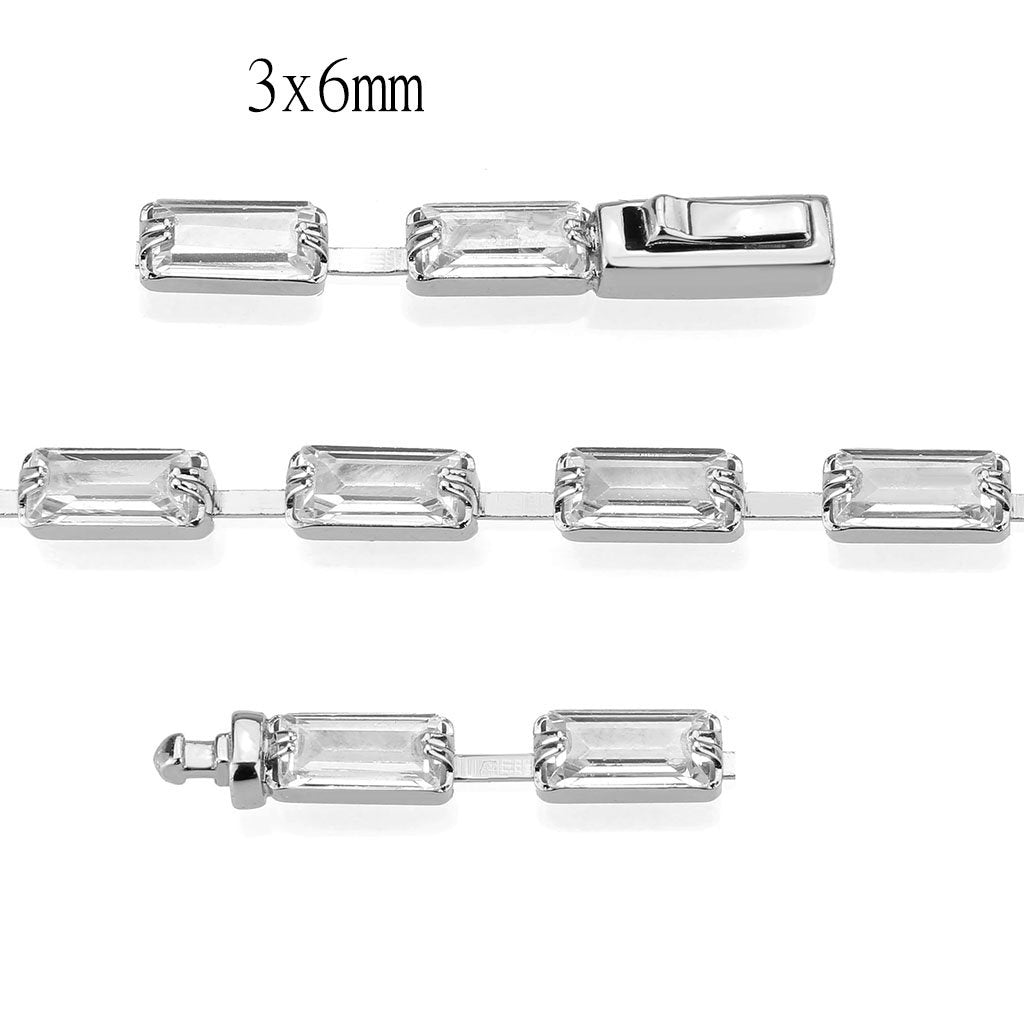 MA3W1712 - Rhodium Brass Bracelet with AAA Grade CZ in Clear