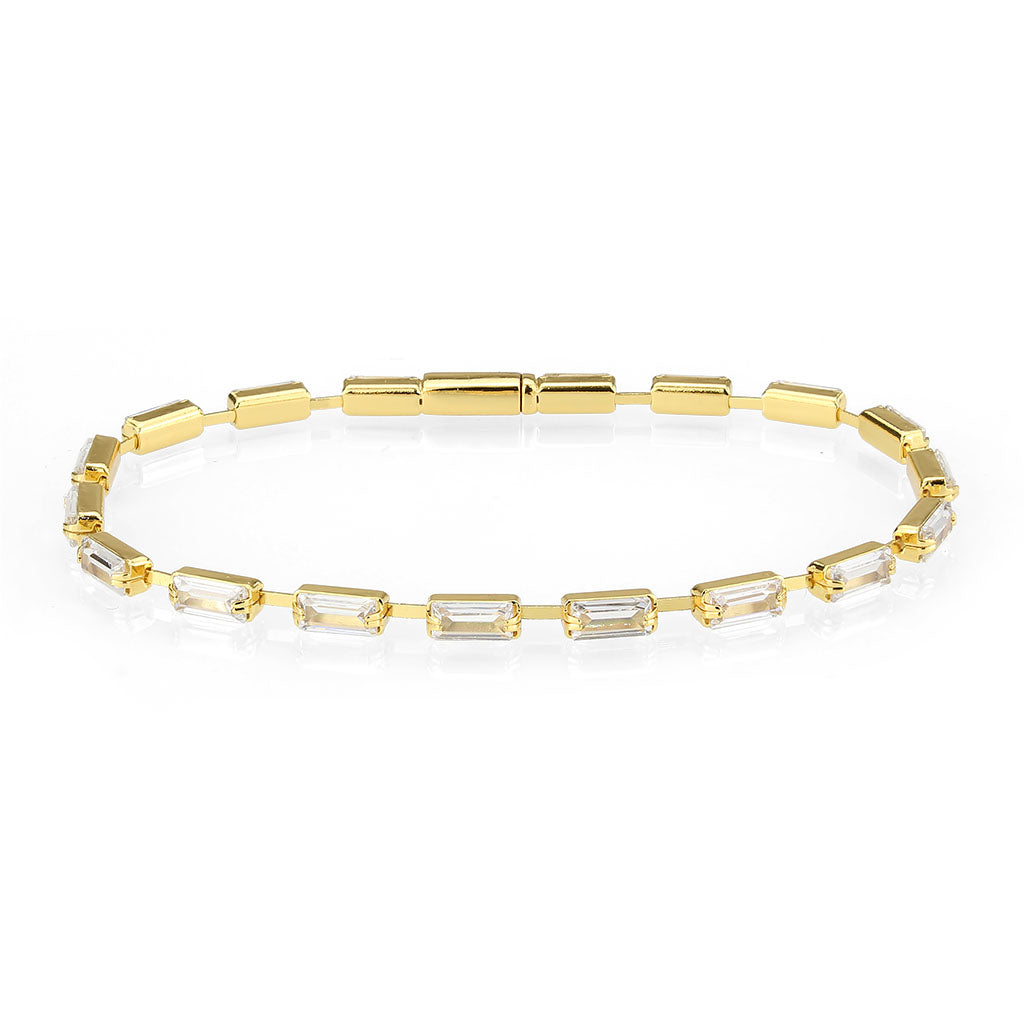 MA3W1713 - Gold Brass Bracelet with AAA Grade CZ in Clear