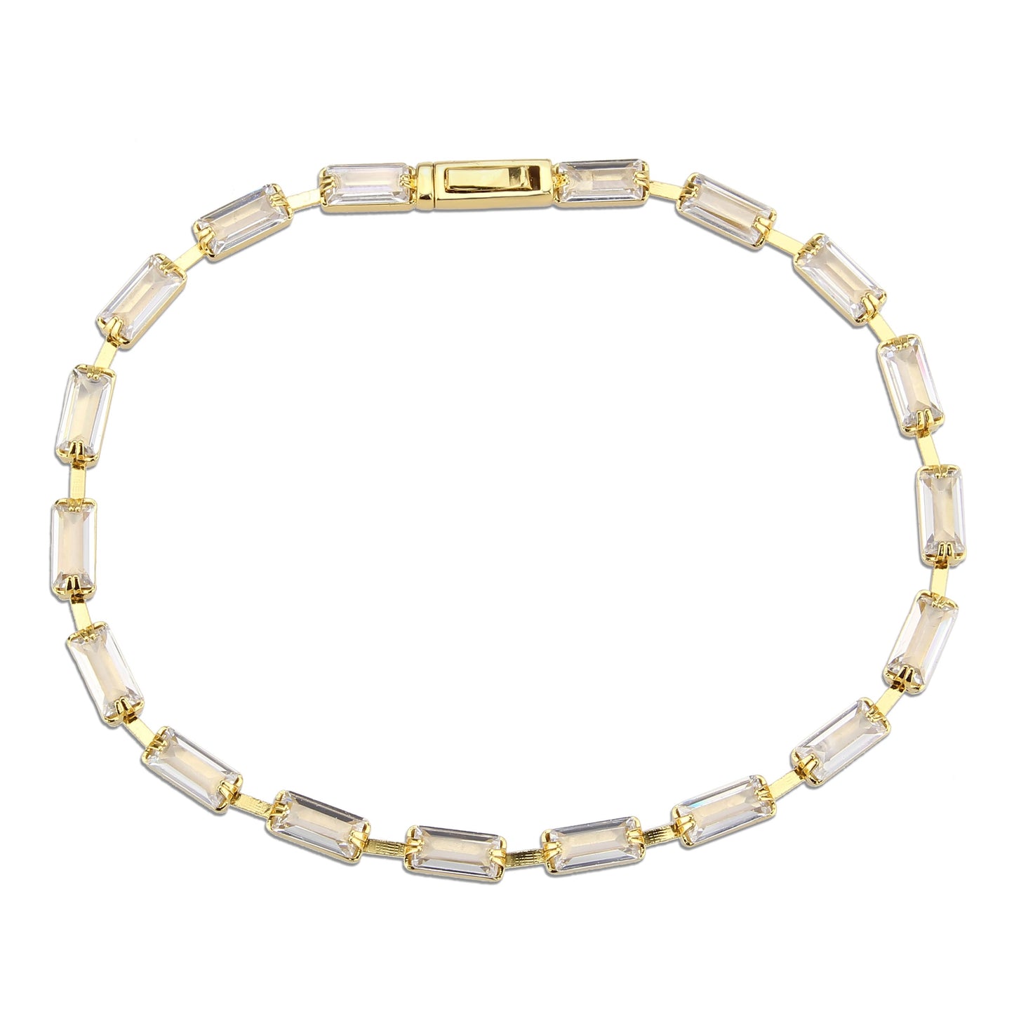 MA3W1713 - Gold Brass Bracelet with AAA Grade CZ in Clear