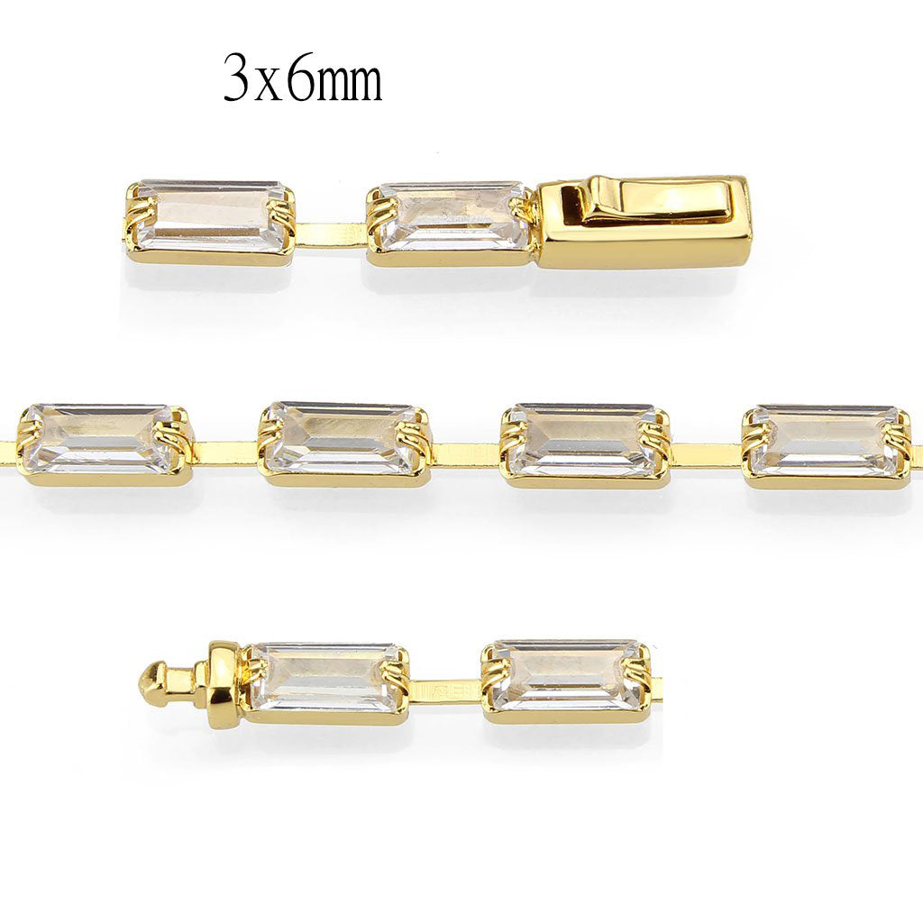MA3W1713 - Gold Brass Bracelet with AAA Grade CZ in Clear