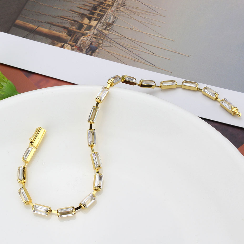 MA3W1713 - Gold Brass Bracelet with AAA Grade CZ in Clear