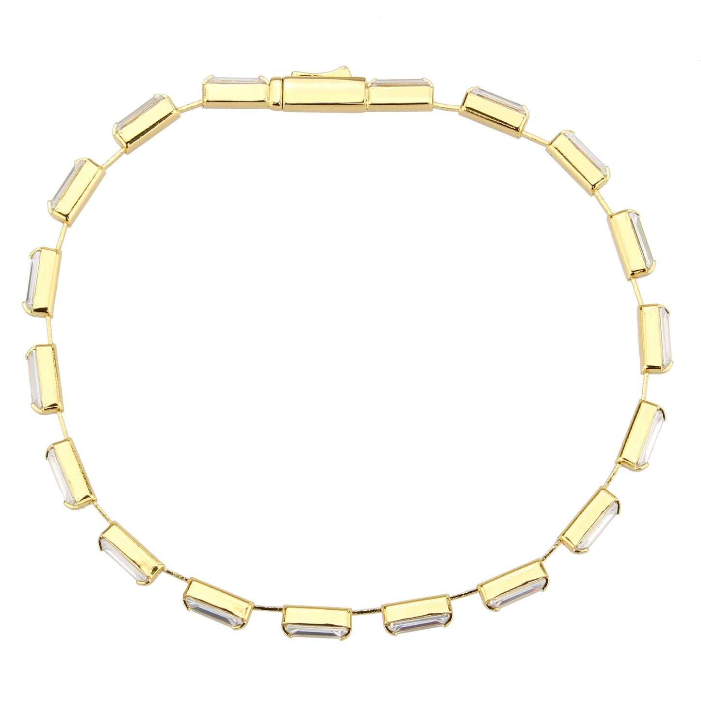 MA3W1713 - Gold Brass Bracelet with AAA Grade CZ in Clear