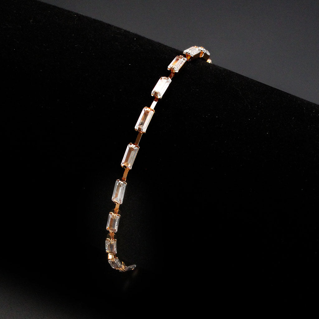 MA3W1714 - Rose Gold Brass Bracelet with AAA Grade CZ in Clear