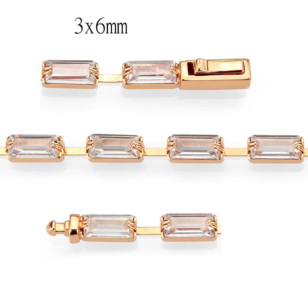 MA3W1714 - Rose Gold Brass Bracelet with AAA Grade CZ in Clear