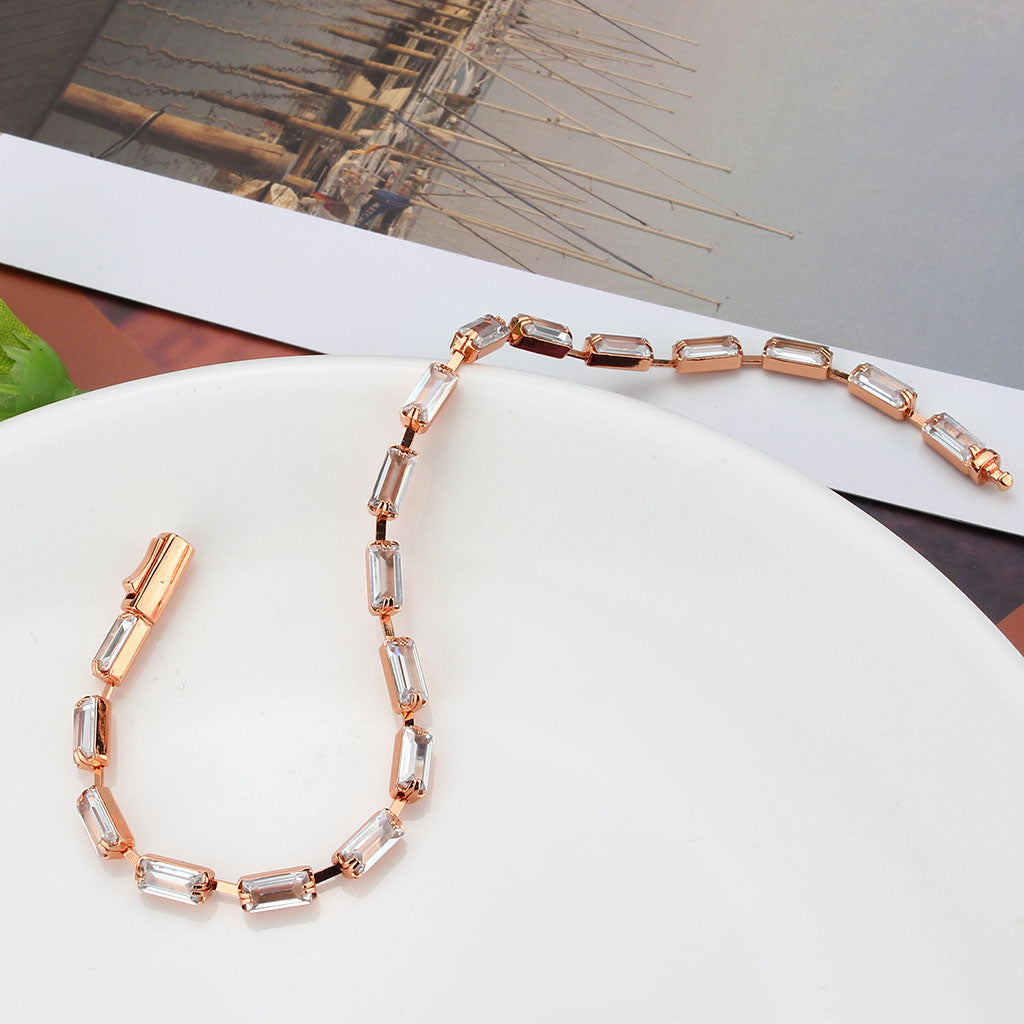MA3W1714 - Rose Gold Brass Bracelet with AAA Grade CZ in Clear