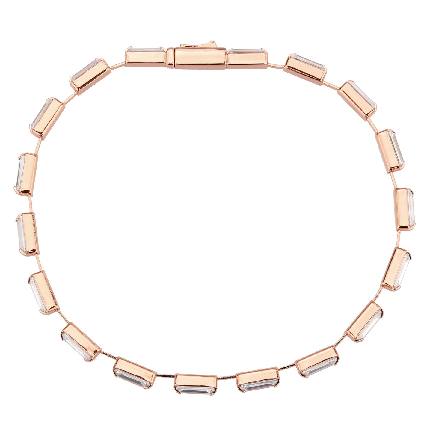 MA3W1714 - Rose Gold Brass Bracelet with AAA Grade CZ in Clear