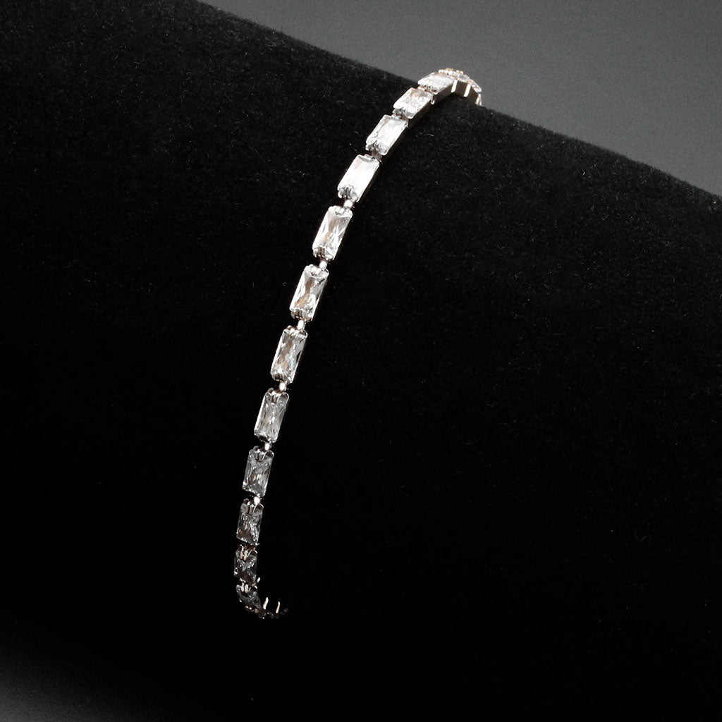 MA3W1715 - Rhodium Brass Bracelet with AAA Grade CZ in Clear