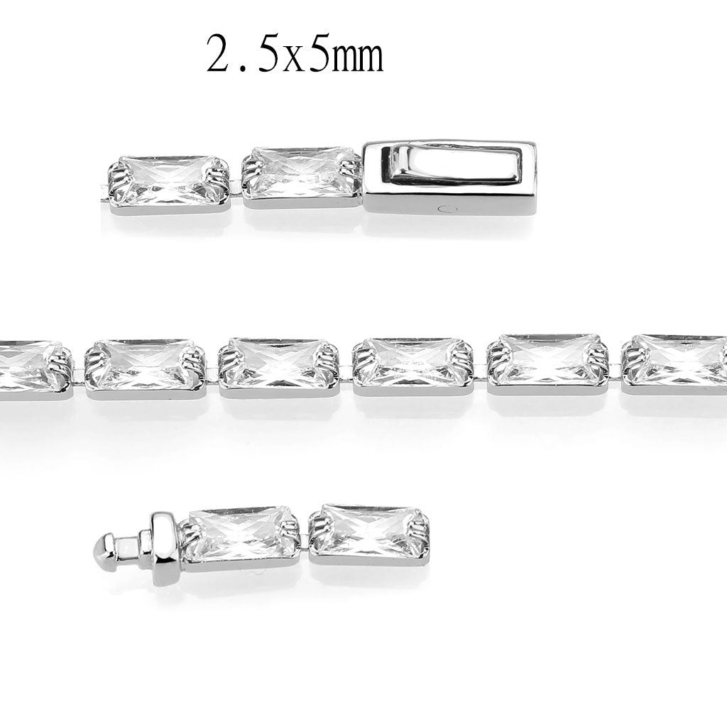 MA3W1715 - Rhodium Brass Bracelet with AAA Grade CZ in Clear