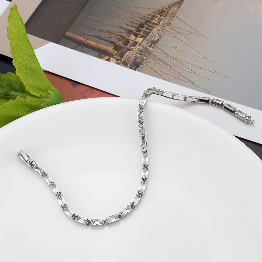 MA3W1715 - Rhodium Brass Bracelet with AAA Grade CZ in Clear