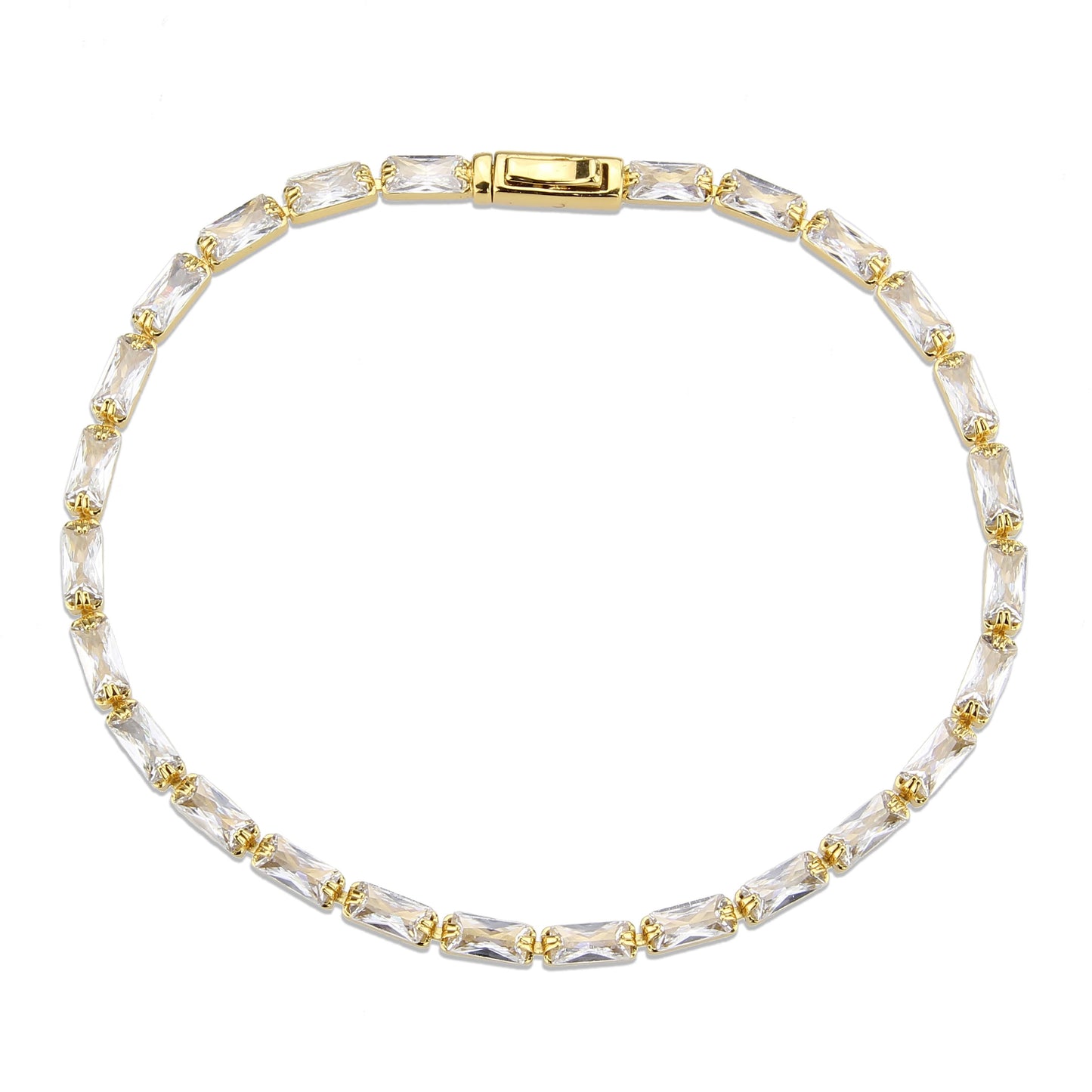 MA3W1716 - Gold Brass Bracelet with AAA Grade CZ in Clear