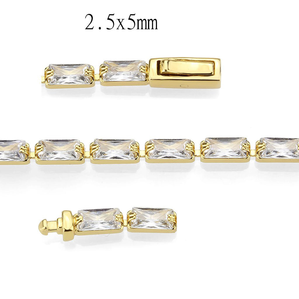 MA3W1716 - Gold Brass Bracelet with AAA Grade CZ in Clear