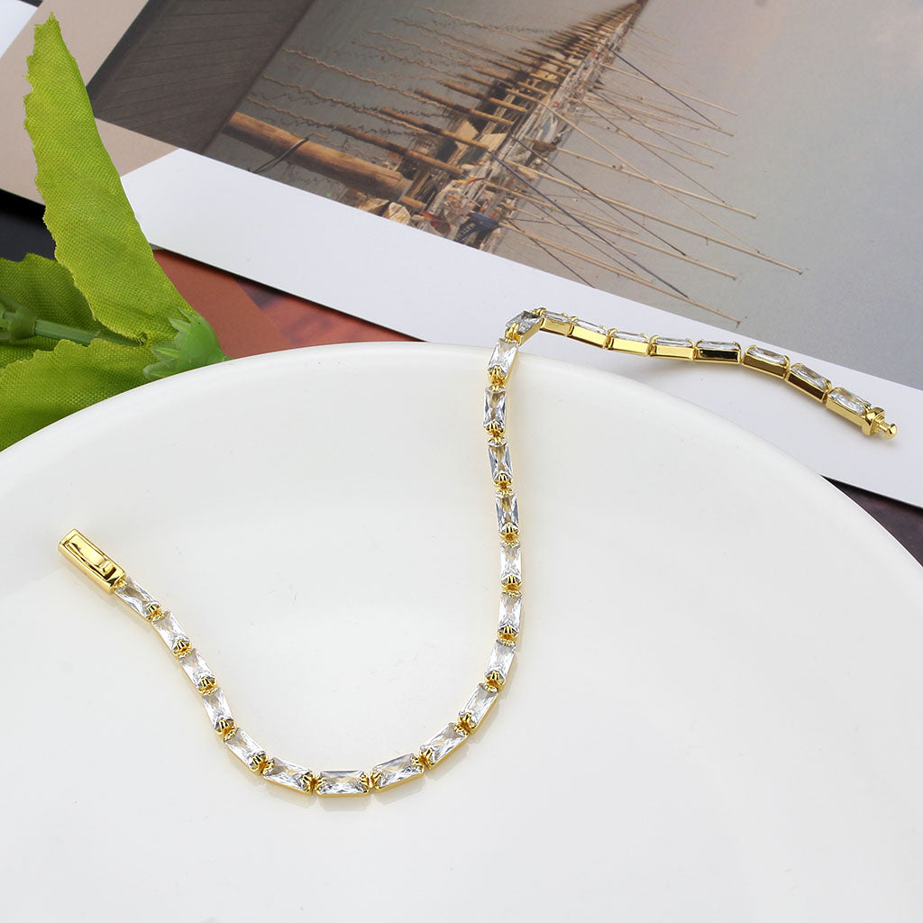 MA3W1716 - Gold Brass Bracelet with AAA Grade CZ in Clear