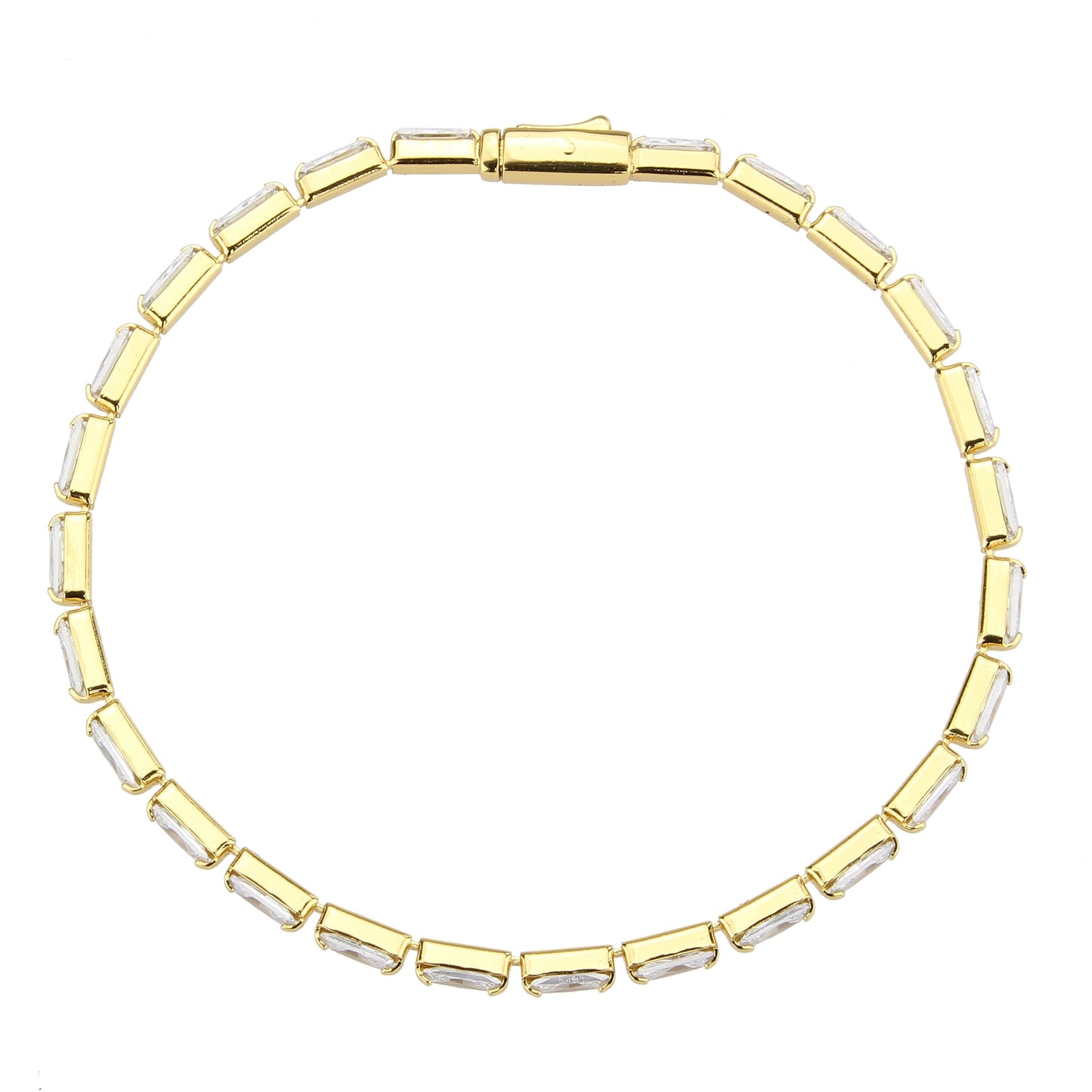 MA3W1716 - Gold Brass Bracelet with AAA Grade CZ in Clear