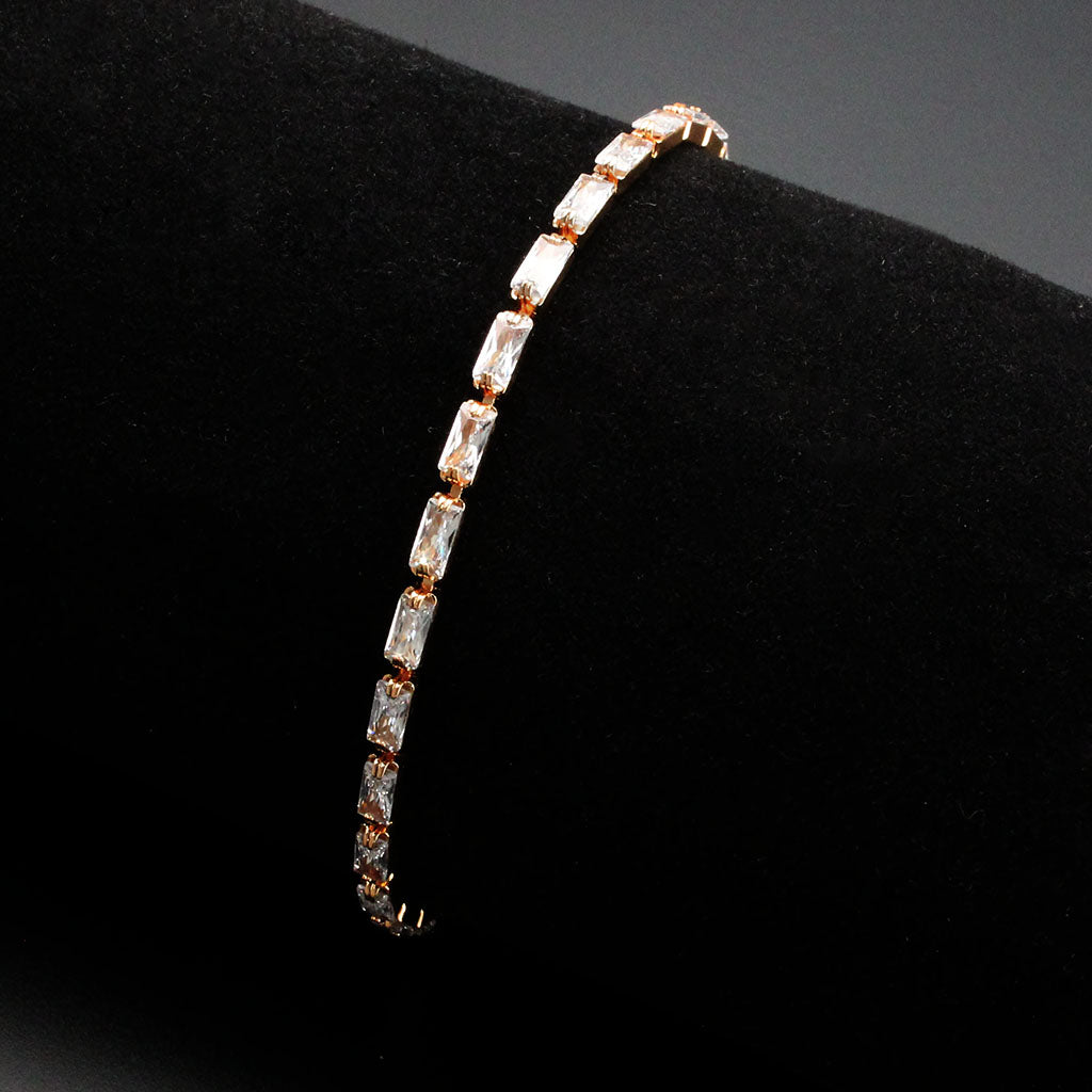 MA3W1717 - Rose Gold Brass Bracelet with AAA Grade CZ in Clear