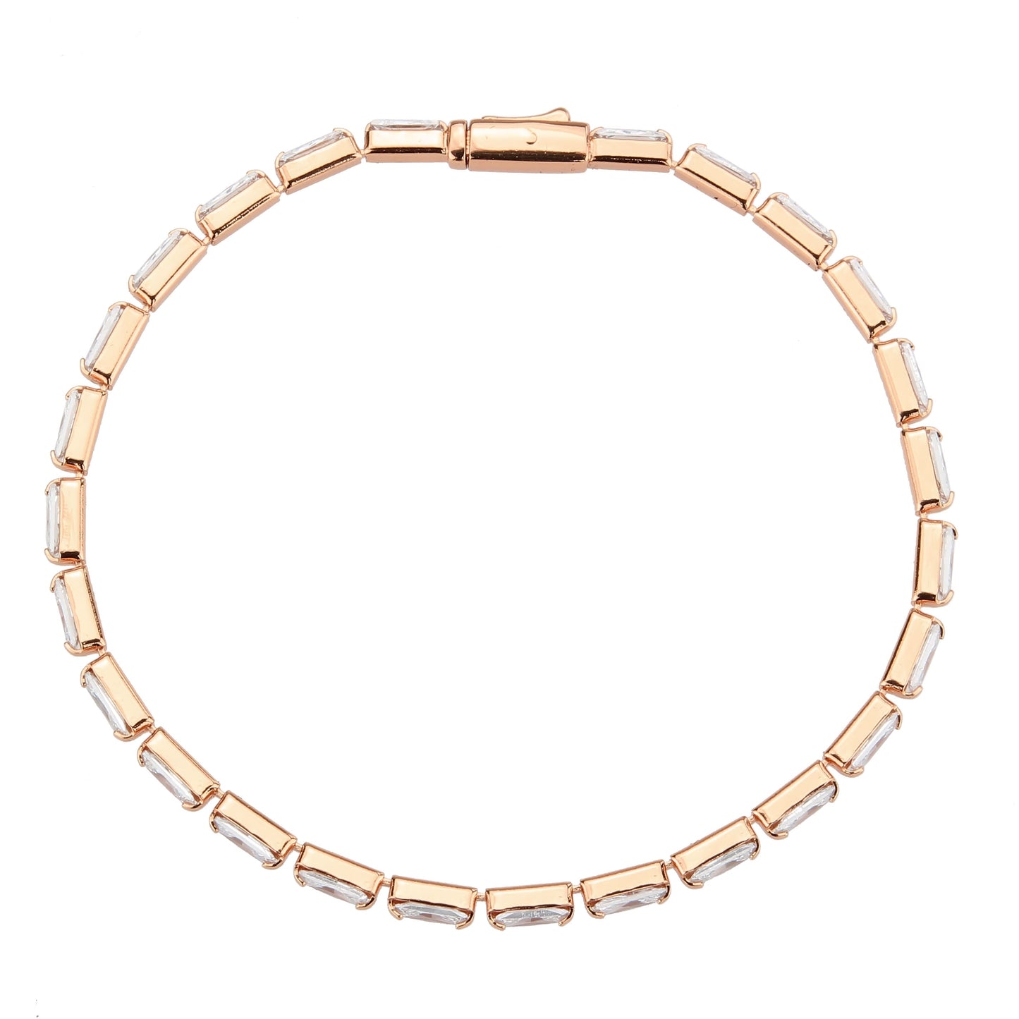 MA3W1717 - Rose Gold Brass Bracelet with AAA Grade CZ in Clear