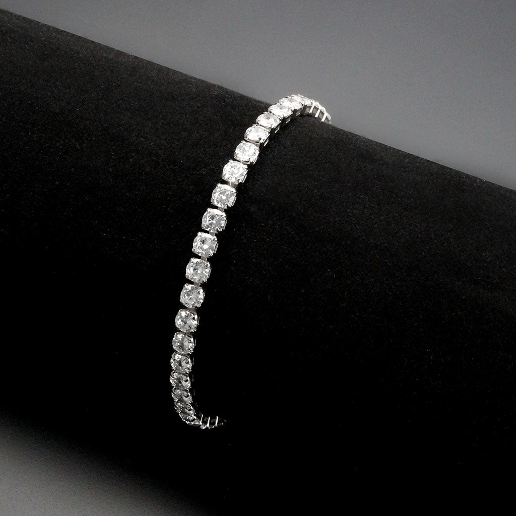 MA3W1718 - Rhodium Brass Bracelet with AAA Grade CZ in Clear