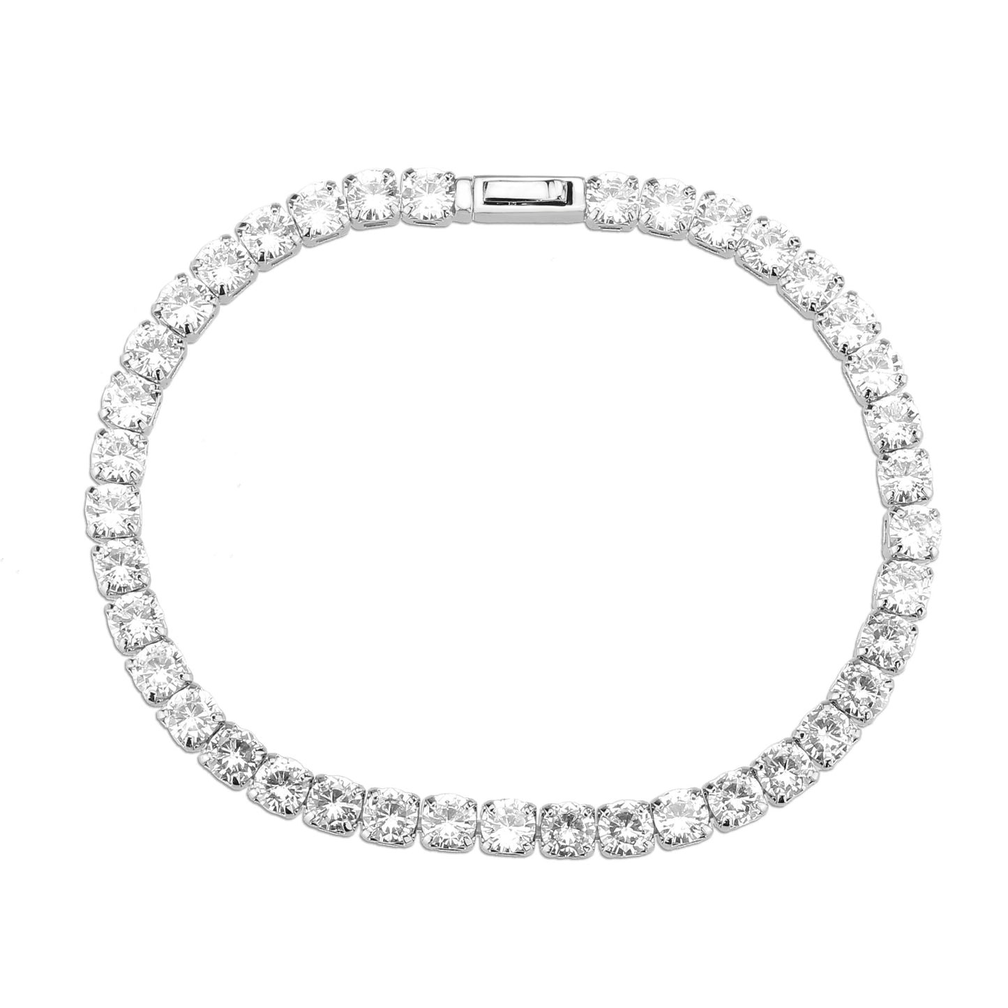 MA3W1718 - Rhodium Brass Bracelet with AAA Grade CZ in Clear