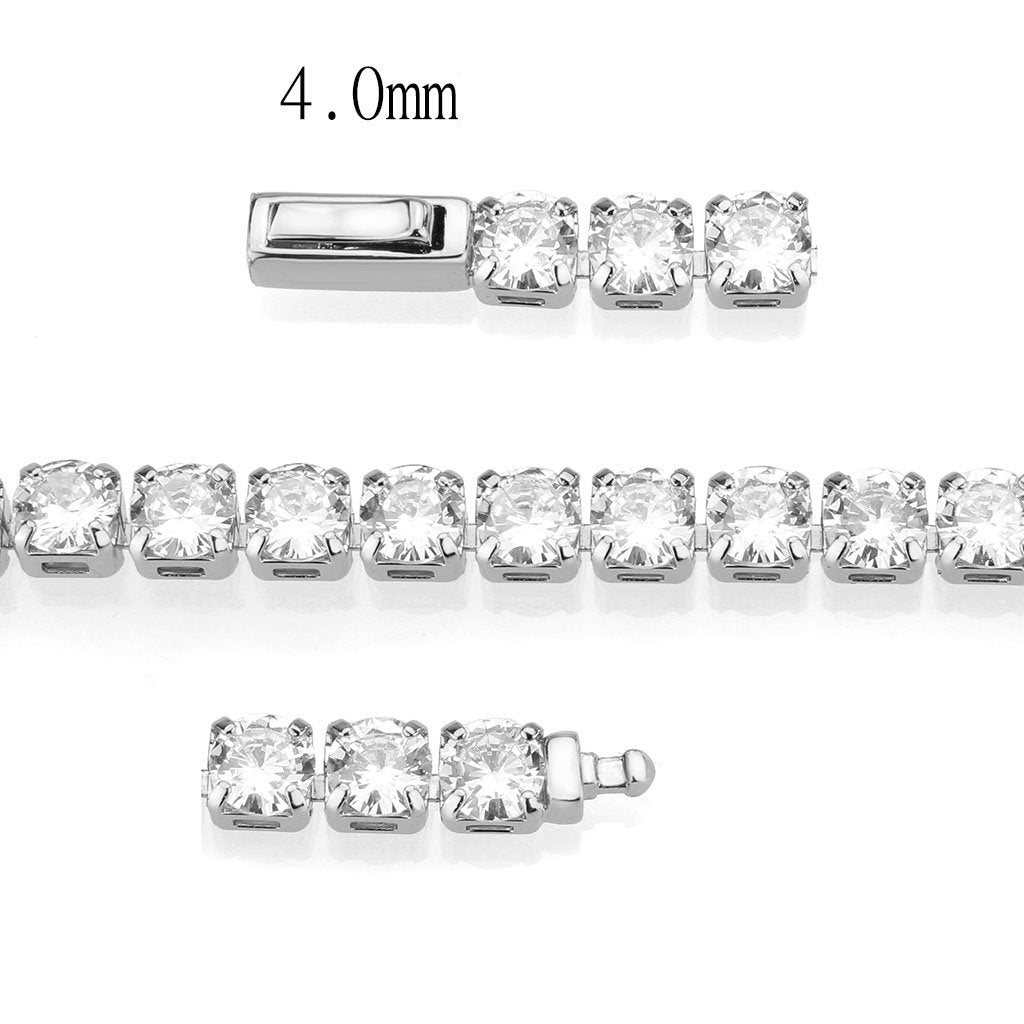 MA3W1718 - Rhodium Brass Bracelet with AAA Grade CZ in Clear
