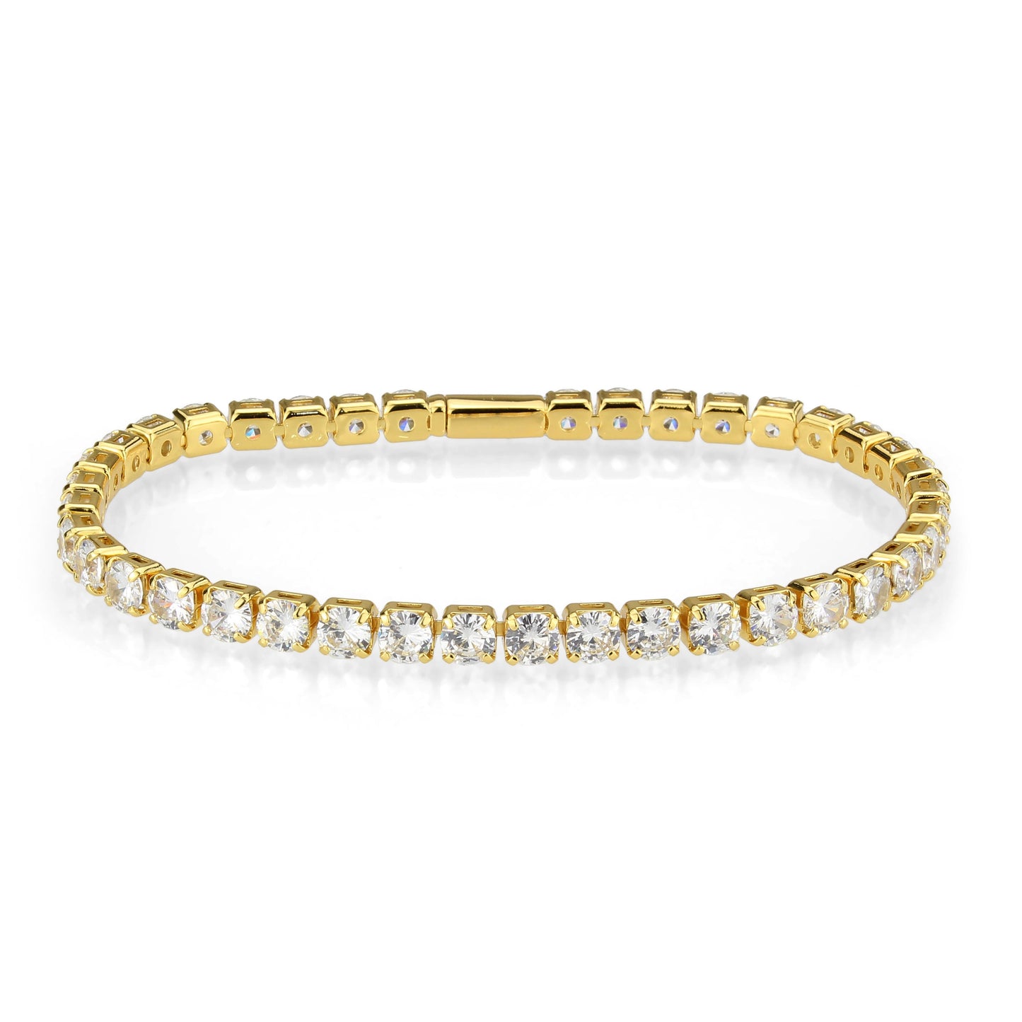 MA3W1719 - Gold Brass Bracelet with AAA Grade CZ in Clear