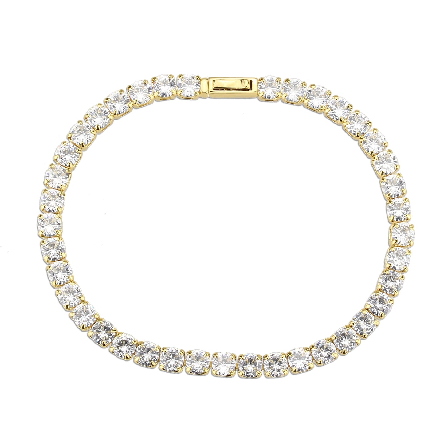 MA3W1719 - Gold Brass Bracelet with AAA Grade CZ in Clear
