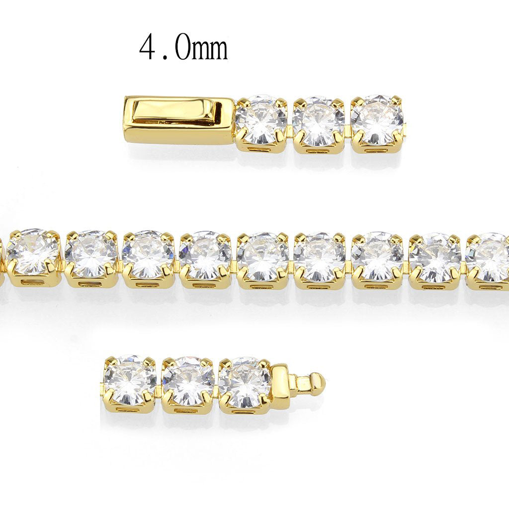 MA3W1719 - Gold Brass Bracelet with AAA Grade CZ in Clear