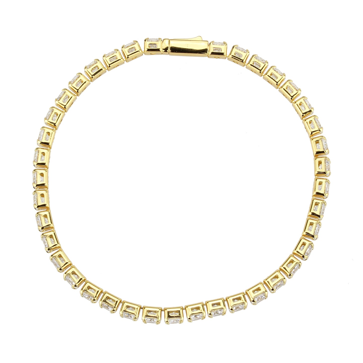 MA3W1719 - Gold Brass Bracelet with AAA Grade CZ in Clear