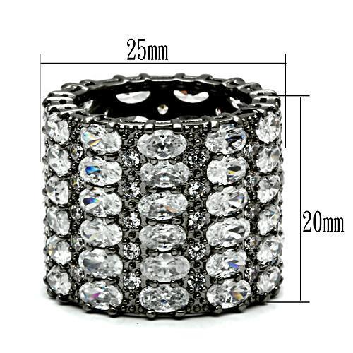 MA3W171 - Ruthenium Brass Ring with AAA Grade CZ in Clear